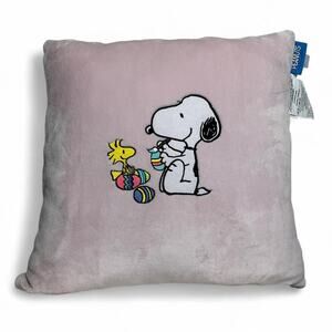 Berkshire Home Snoopy Peanuts Baby Pink Easter Eggs Plush Throw Pillow 19”